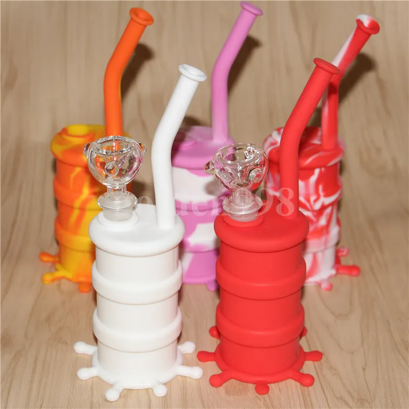 Navanges en gros Hookah Silicon Silicon Baril Rigs Mini Silicone DAB Bongs Jar Tuyau d'eau Huile de tambour DHL