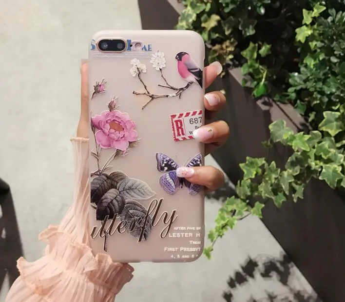 Custodie con fiori in rilievo 3D iPhone 6 X 10 7 Plus Cover morbida in silicone telefono 7 6 6S Accessori custodie