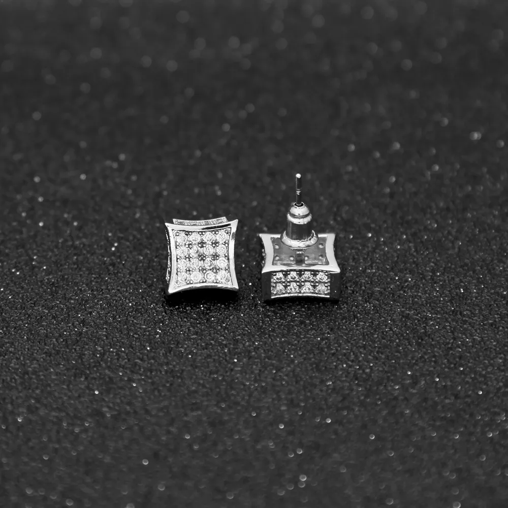 Luxury Full Crystal Zirconia CZ Stud Earrings Trendy Top Quality Gold Silver Color Men Women Punk Brincos