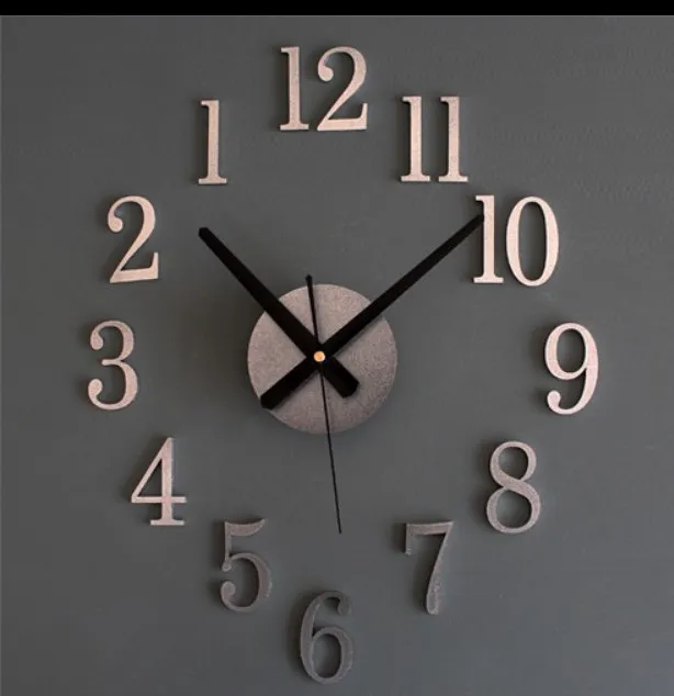 Mode kreative Umkehrung der Uhrzeit Back Metal Textur Wirklich 3D Stereo DIY Wall Clock2089306