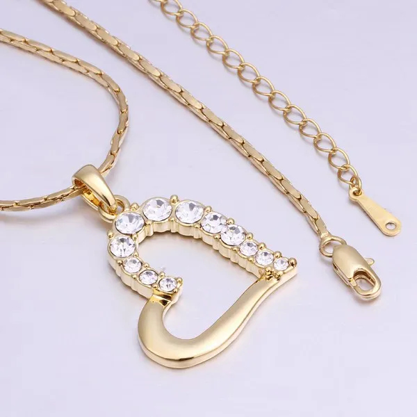Hot Sale Yellow Gold White Crystal Smycken Halsband för kvinnor DGN512, Heart 18K Gold Gem Hängsmycke Halsband med Kedjor