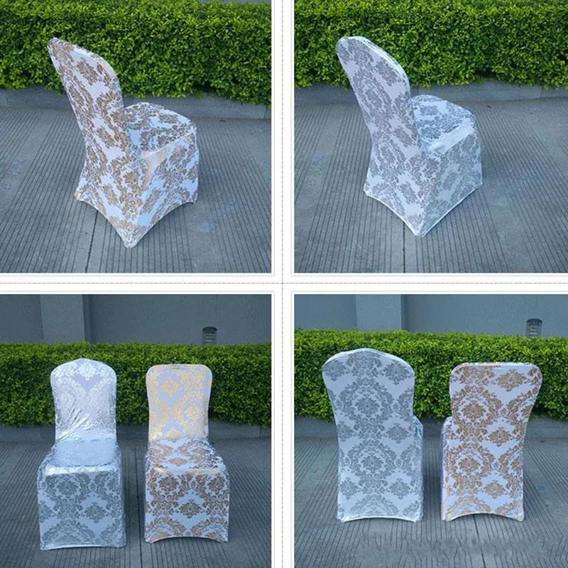 Wedding Chair Cover European Gold Stamp Chair Slipcover Special Gold/Silver Stamp High-End Elastic Wedding Chair Covers