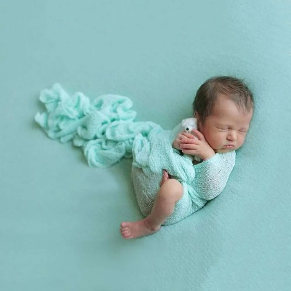 Photography Baby Photography Tło Bawełna Rayon Stretch Knit Owidczość Niemowlę Zakotanie Noworodki Ket 45x160 cm