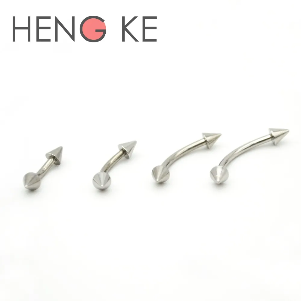 Spike Wenkbrauw Ring 316L Chirurgisch Stalen Bars Gebogen 1 2mm Barbell Body Piercing Sieraden 16 Gauge Buik Bar240A