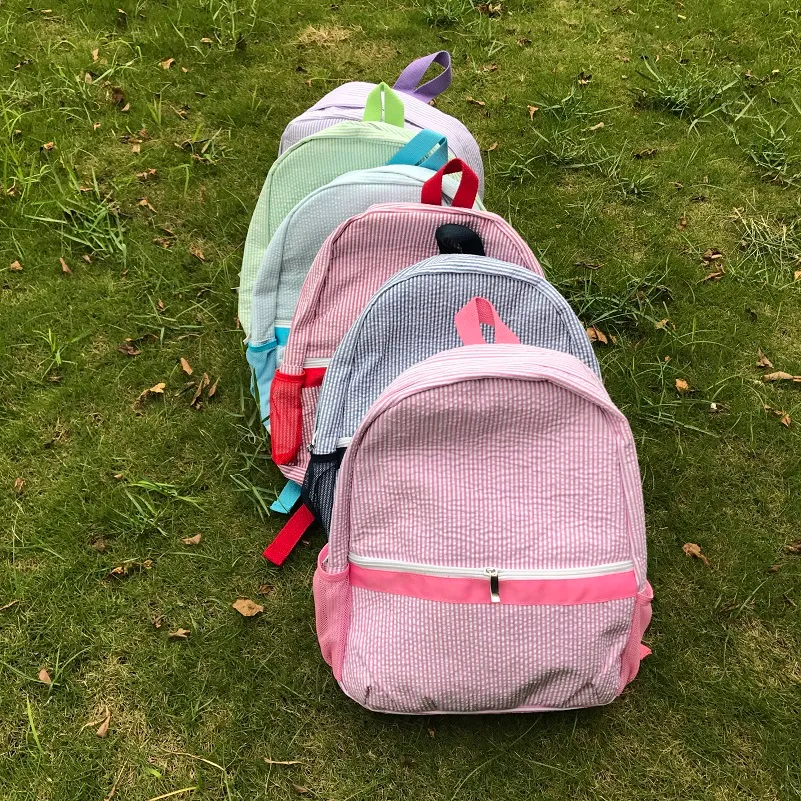 DOMIL Seersucker Schultaschen Streifen Baumwolle Klassischer Rucksack Weich Mädchen personalisierte Rucksäcke Junge DOM031