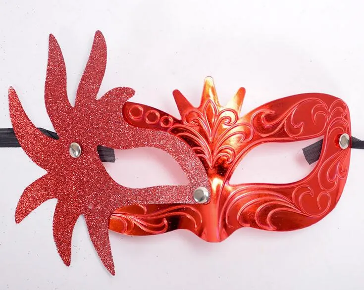 Venezianische Maskerademasken, seitliche Blumen, bemalt mit Goldpulver, kleine Kronprinzessin, Schönheit, Halloween-Maske G600