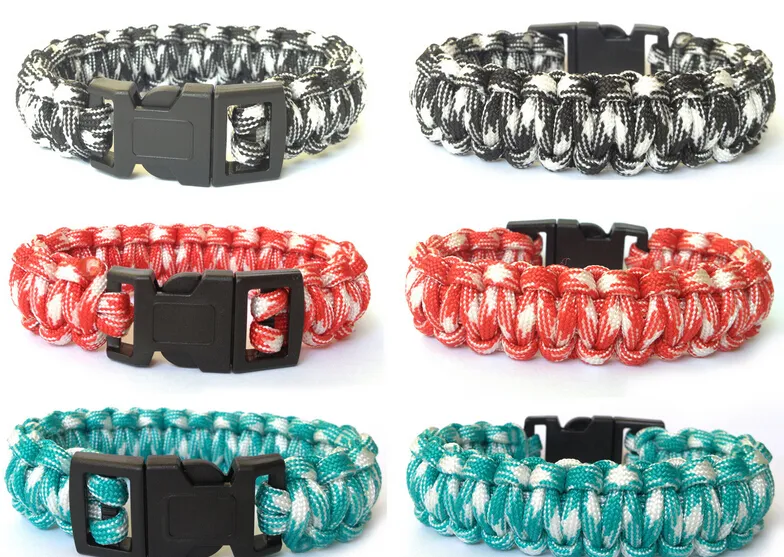 당신이 선택한 새로운 믹스 색상 자기 구조 Paracord 낙하산 코드 팔찌 Survival bracelet 캠핑 여행 키트