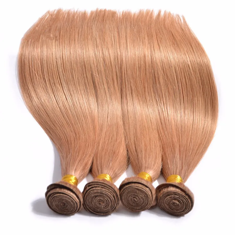 Brésilien Soyeux Droit # 27 Brun Clair Trames de Cheveux Humains Miel Blonde Bundles Offres Brésilien Vierge Cheveux Humains Tisse Extensions