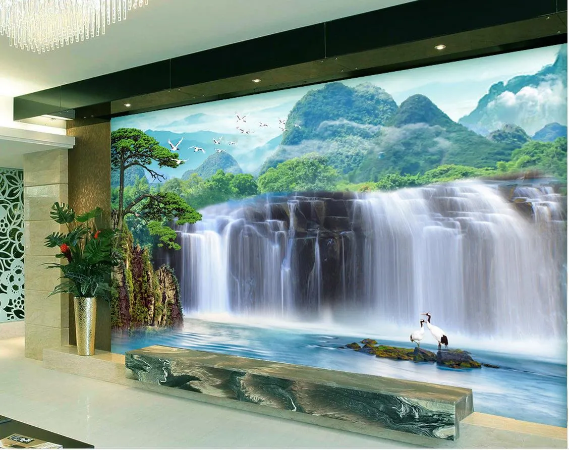 Personalizado qualquer tamanho Grande cachoeira PSD TV pano de fundo mural 3d papel de parede 3d papéis de parede para tv pano de fundo