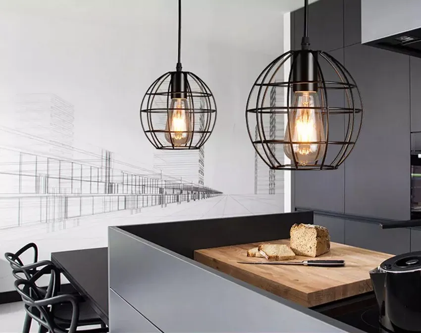 Verkopende Amerikaanse stijl lampen en lantaarns industrie wind herstellen oude manieren van creatieve restaurant bar kooi loft loft single hoofd smeed