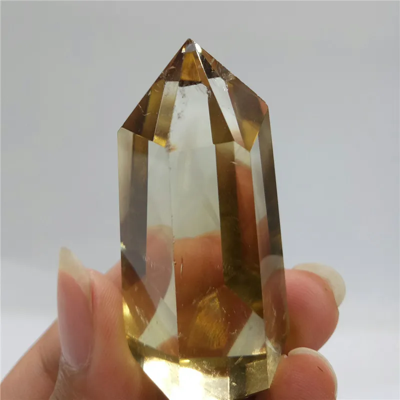 손으로 만든 Reiki Citrine Crystals Point 천연 구연랑 석영 결정 지점 선물 치유 40g