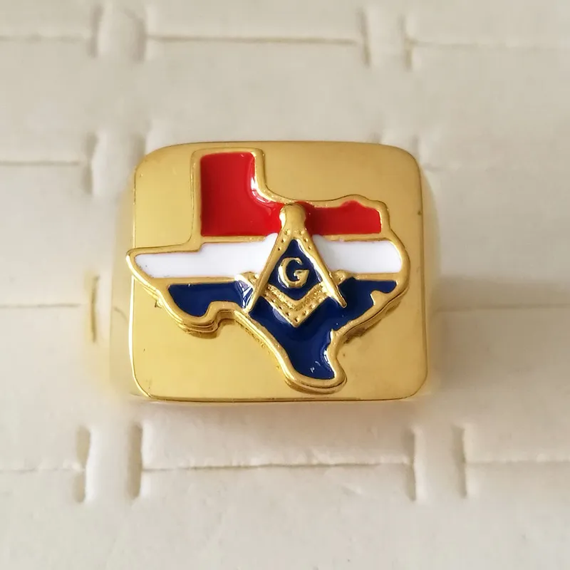 US Symbol USA Texas State Freaoson Masonic Rings 316 Roestvrij staal Gold Us Free Mason Sieraden Unieke nieuwste hoogwaardige kwaliteit voor mannen