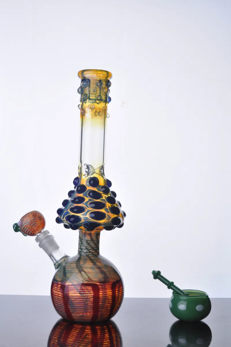 New Mushroom hookah Glass Water pipe Colorful zob glass bongs hand made oil rig with downstem 14 mm joint