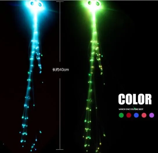 LED -flätan hårnål Nyhetsdekoration för festhelg, hårförlängning med optisk fiberfri fhipping