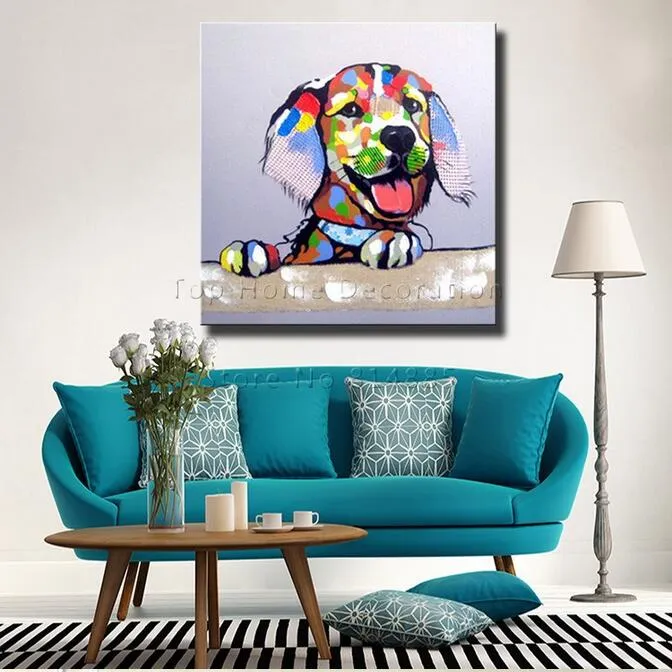 Abstract Dog Cartoon Canvas Art Hand Painted Modern Home Wall Decor From Chinaart2013, 21.71