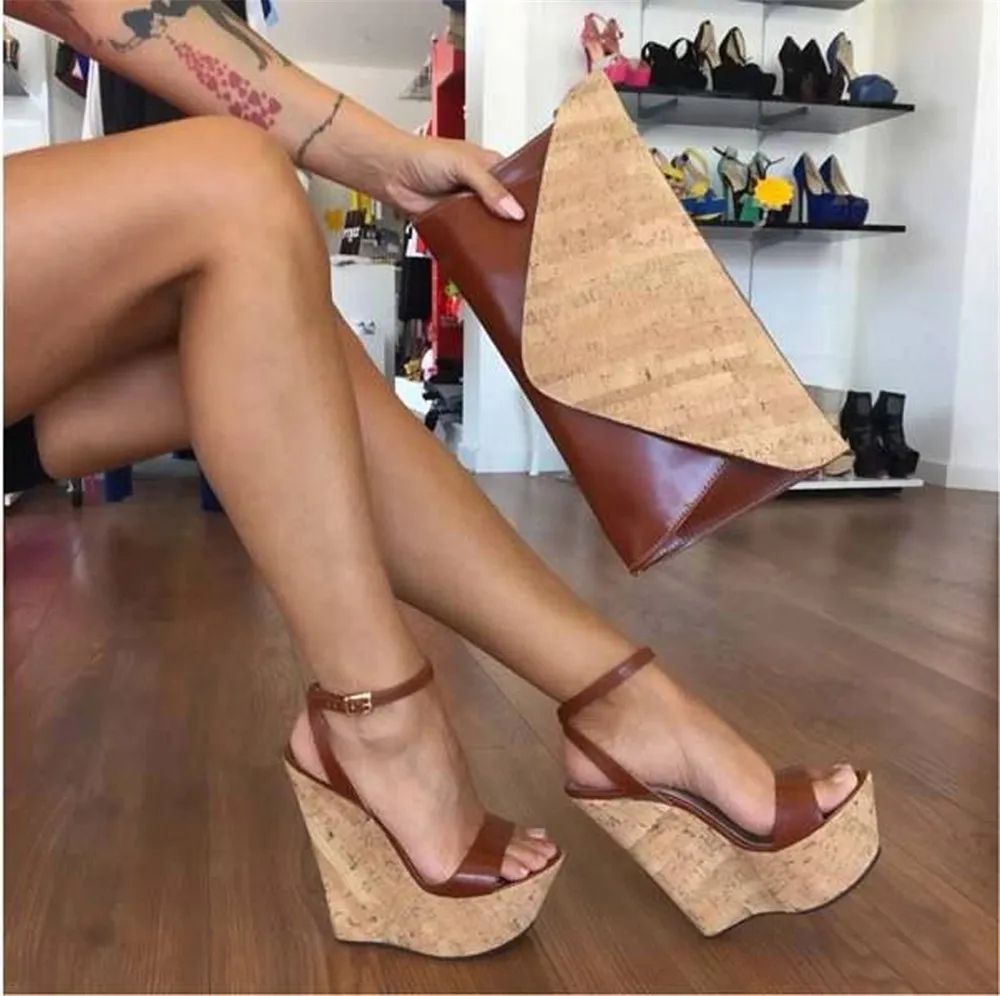 Women Open-toe Platform Heel Sandals Waterproof Breathable Casual Shoes Ankle Buckle EU34~45 Size