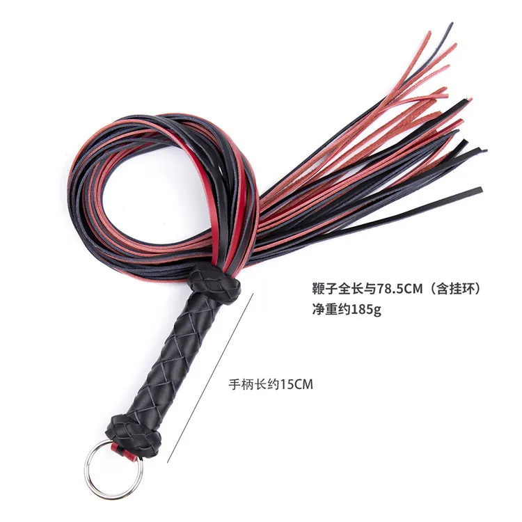 Fouet Paddle En Cuir PU Avec Franges - Accessoire BDSM Adulte, Poignée Confort, Neuf