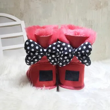 DISEÑO CLÁSICO CORTO BEBÉ NIÑO NIÑA MUJER NIÑOS BOW-TIE BOTAS DE NIEVE PIEL INTEGRADO MANTENER CALIENTE BOTAS EUR SZIE 25-41 ENVÍO GRATIS