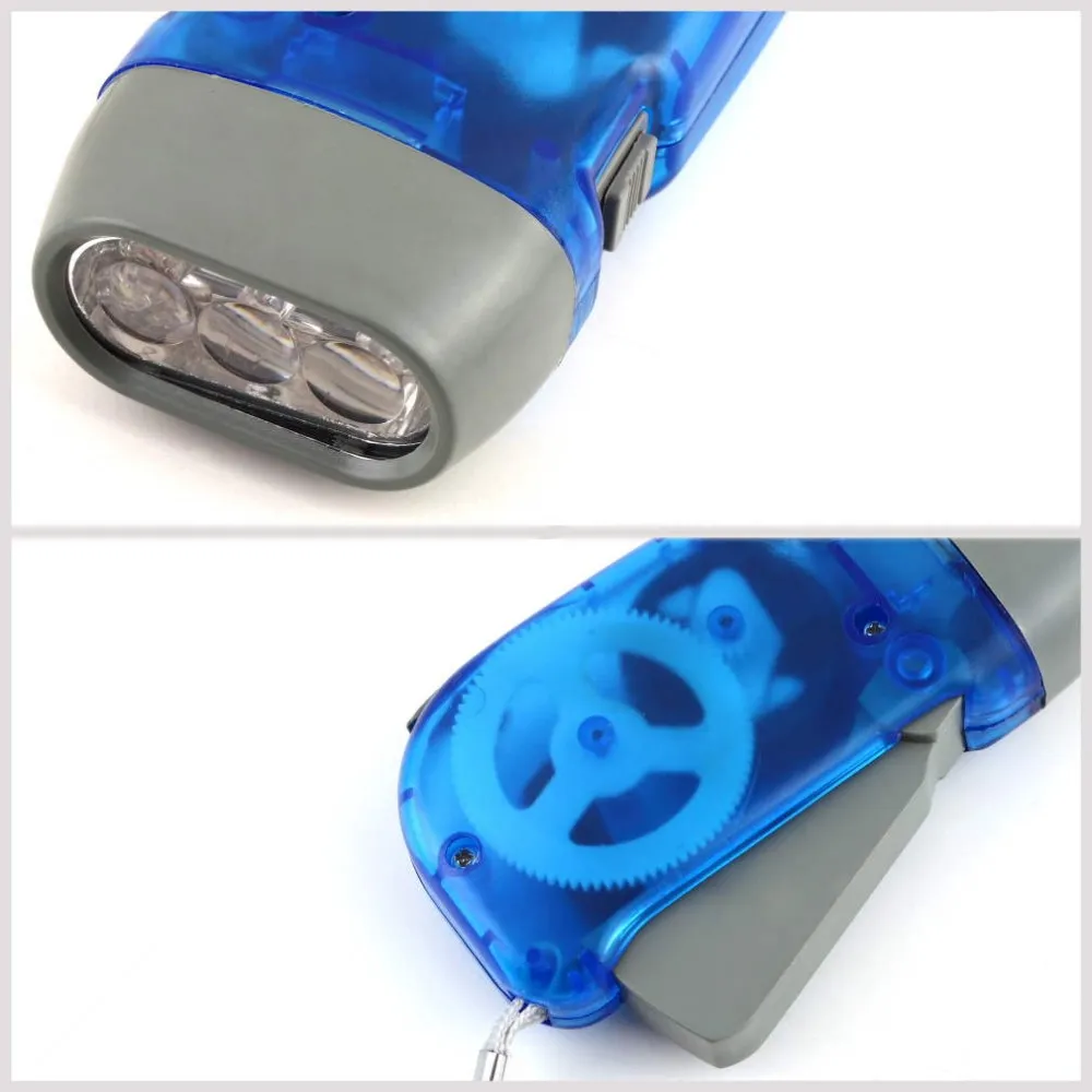 3 LED HAND CREVED DYNAMO VINDNING AV FLASHLIGHT Torch Light Hand Press Crank NR Camping Partihandel