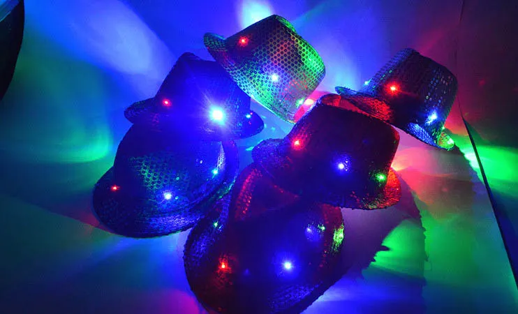 Chapéus de festa led colorido cowboy jazz chapina boné piscando crianças adultos unissex festival coseplay figurne hats presentes 6 cores wx-c19