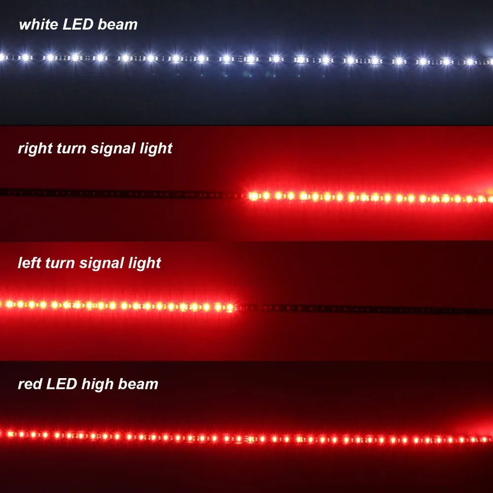 Striscia LED impermeabile da 60 pollici rossa/bianca camion, indicatore di direzione del freno di retromarcia, Ford GMC Chevy Dodge Toyota Nissan confezione da 2