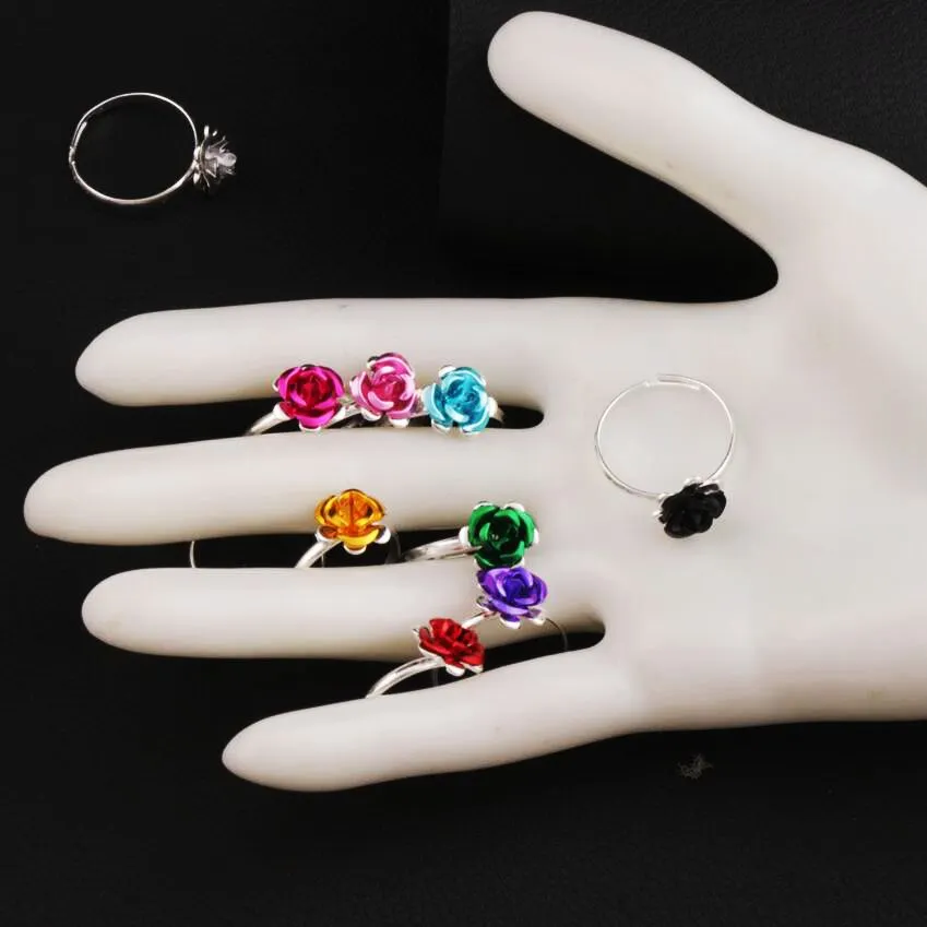 Colorful Little Flower Ring Adjustable Size Fresh Band Rings Jewelry DIY NEW R3088/98