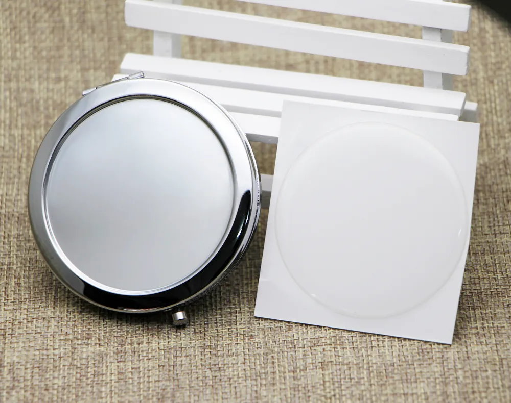 Espejo de bolsillo espejo de maquillaje en blanco espejo de aumento con resina Etiqueta Epoxi Silver Miroir # M070s Drop Shipping