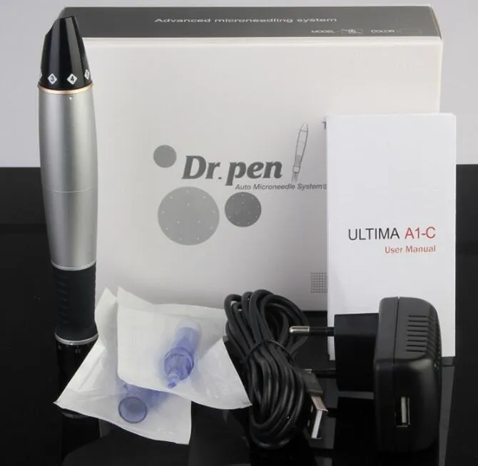 Nyaste Dr.Pen A1-C Electric Derma Pen Micro Needle Pen Kits Derma Roller Pen med patroner Key Switch Version