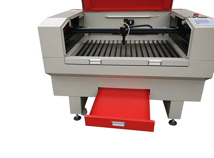 9060 80w CO2 laser engrave and cut machine.T-blade table used for ABS , acrylic ,cloth ,leather and other non-metallic materials