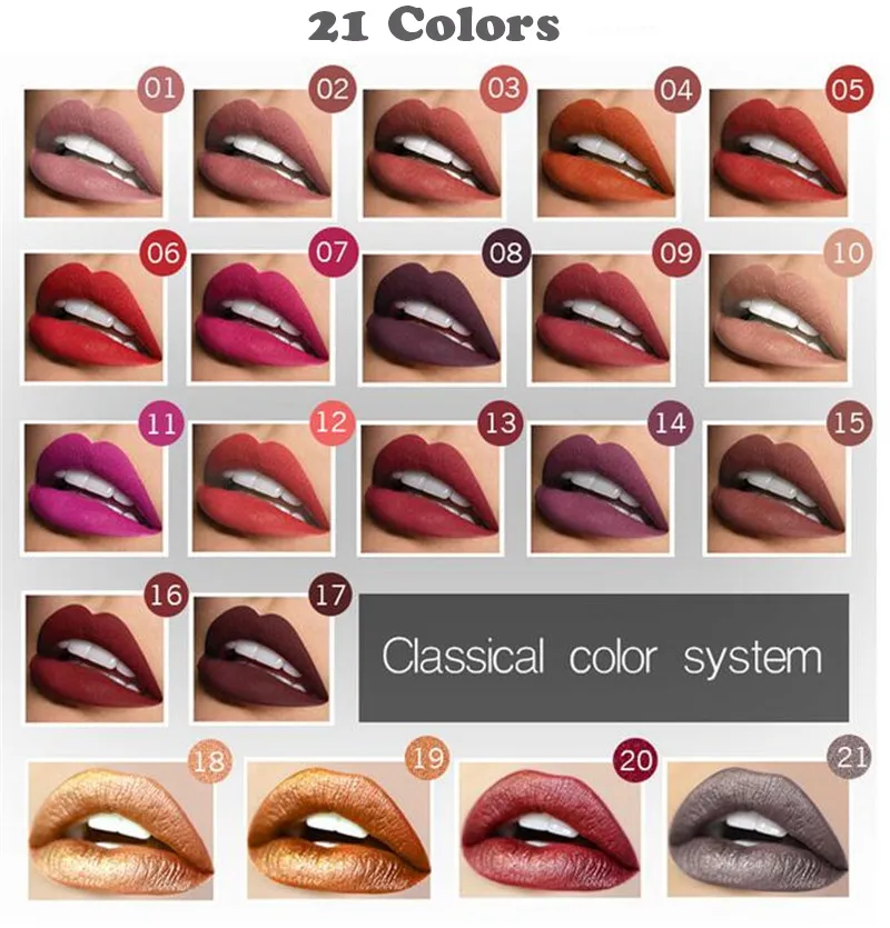 PUDAIER matte Lipsticks Cosmetics Long Lasting Metallic Sexy Red lipstick Tint Velvet Matte Nude Liquid lip gloss