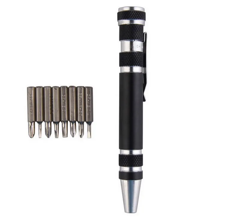 8 In 1 Precision Magnetic Pen Style Screwdriver Screw Bit Set Slotted Multifunction Repair Hand Tools
