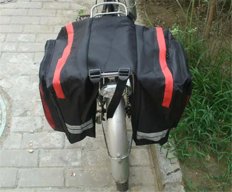 Siyah Bisiklet Bisiklet Eyer Çanta Bisiklet Torbaları PVC ve Naylon Su Geçirmez Çift Yan Arka Raf Tail Koltuk Çantası Pannier Bisiklet Accessorie259y