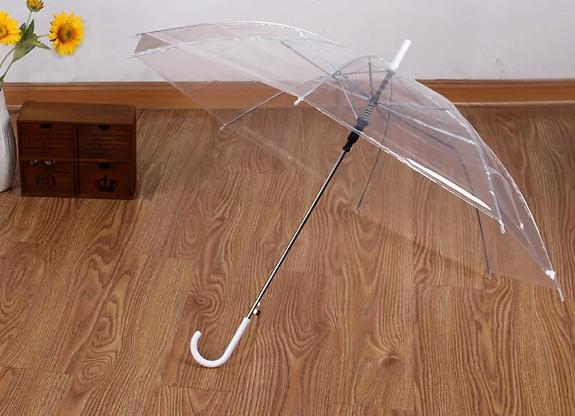 Fedex DHL Free ship Transparent Umbrellas Clear PVC Umbrellas Long Handle Umbrella Rainproof 