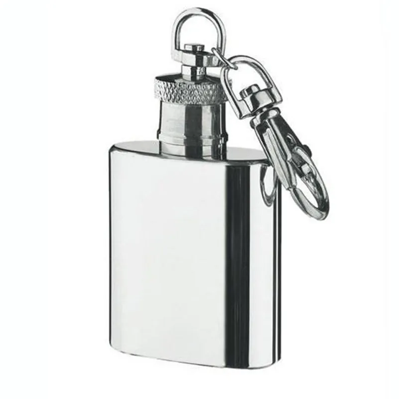 Flasks de hanche Chaîne d'alcool Keychain Acier en gros - Qualité avec argent de 28 ml de haut Tone High Tone E0XC ​​Flagon 1 oz Key inoxydable