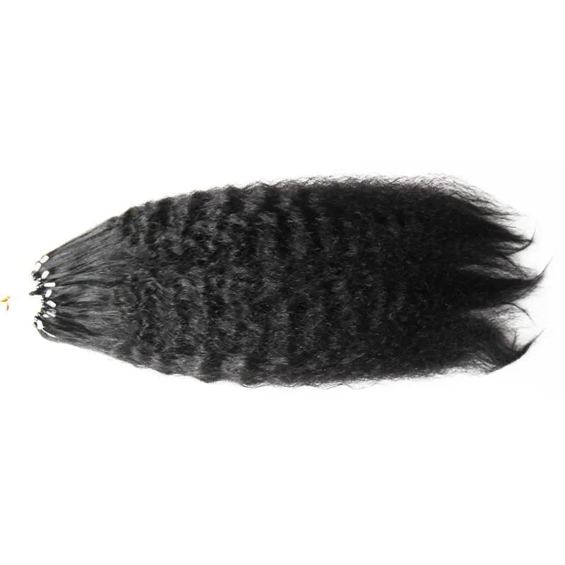 Петли микро-выдвижения человеческих волос Kinky прямая яки кудрявый 100г микро-цикла микро бисер/кольца для наращивания волос