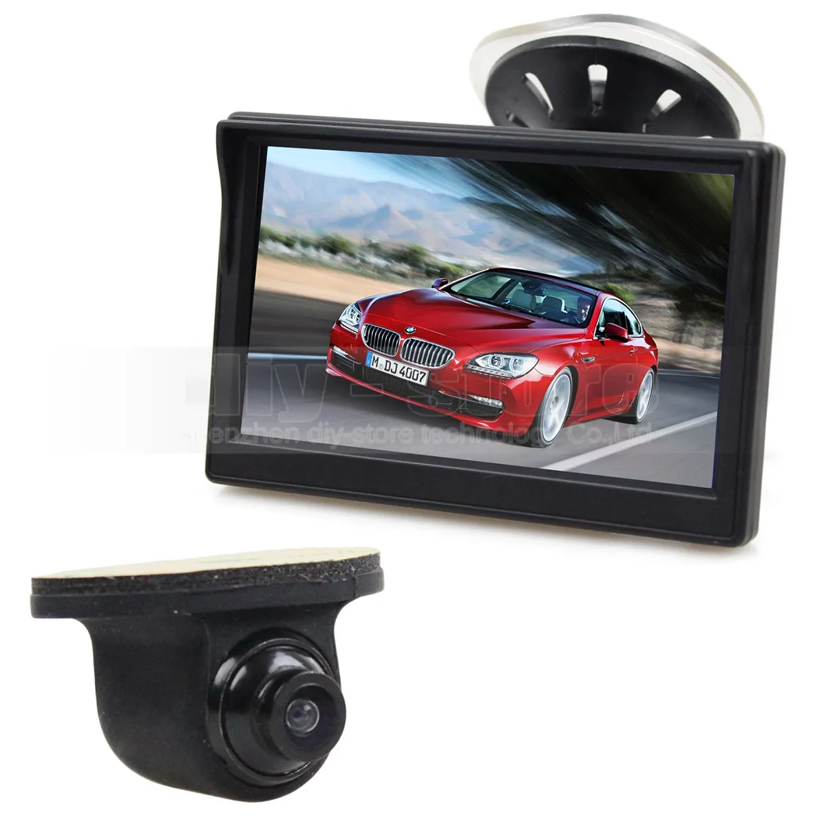 Monitor de coche de visión trasera LCD de 5 pulgadas + cámara de visión trasera de Color CCD impermeable para sistema de asistencia de estacionamiento