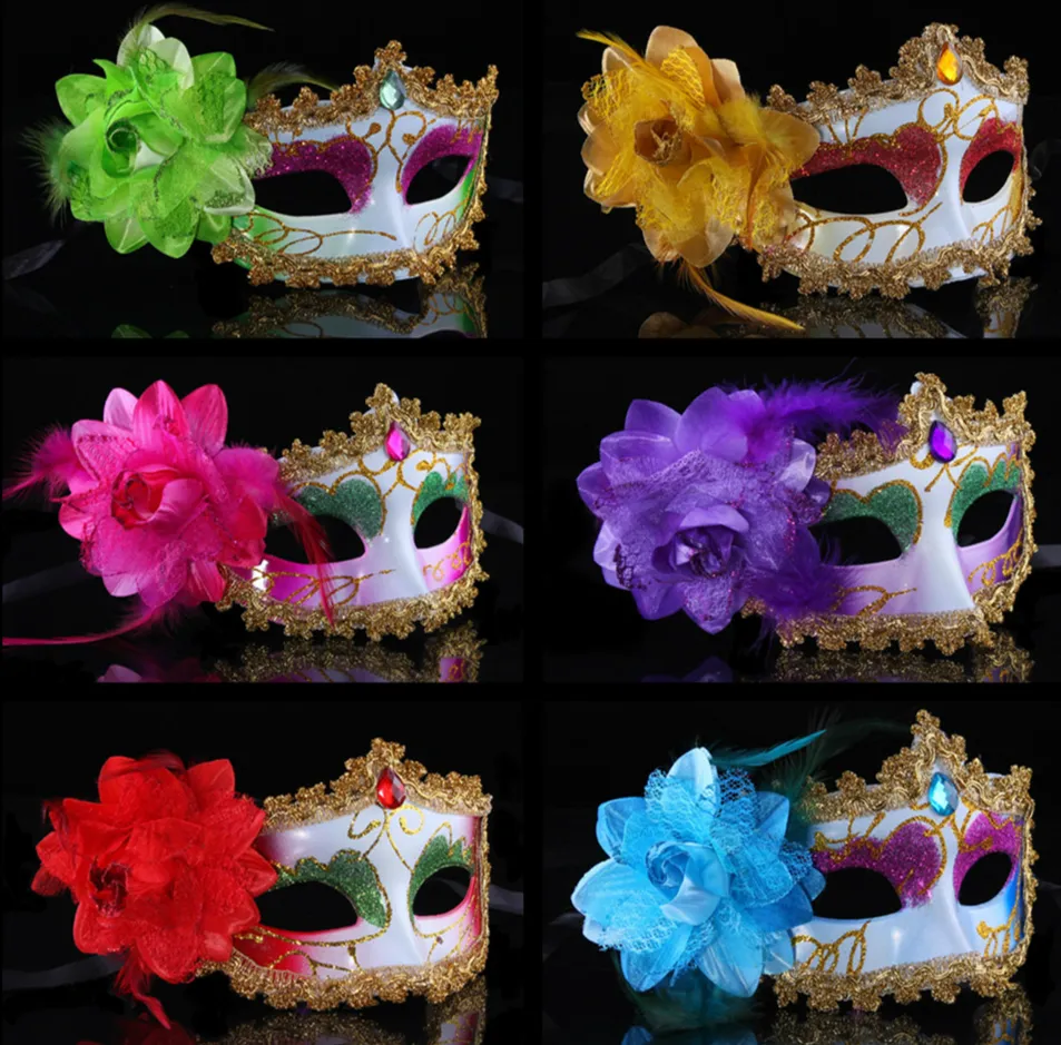 35g Halloween / Party / Show / Dance Party Full Face Lace Feather Flower Mask Eye Masks Festliga parti leveranser