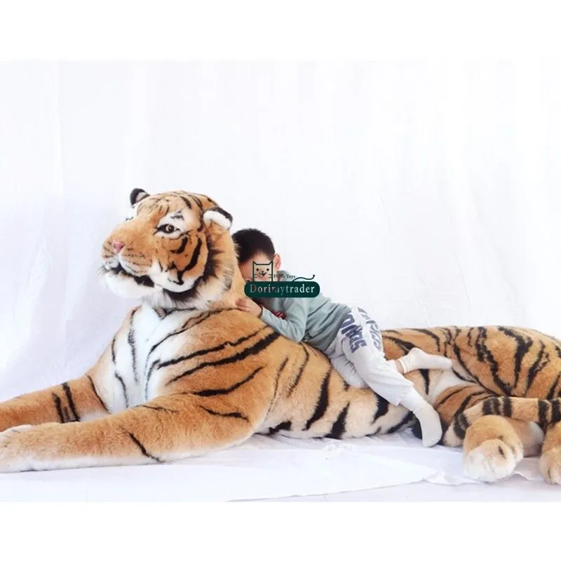 Dorimytrader Simulation Domineering Animal Tiger Plush Toy Jumbo Amazing Realistic Tigers Collection Photography props Home Deco 87inch