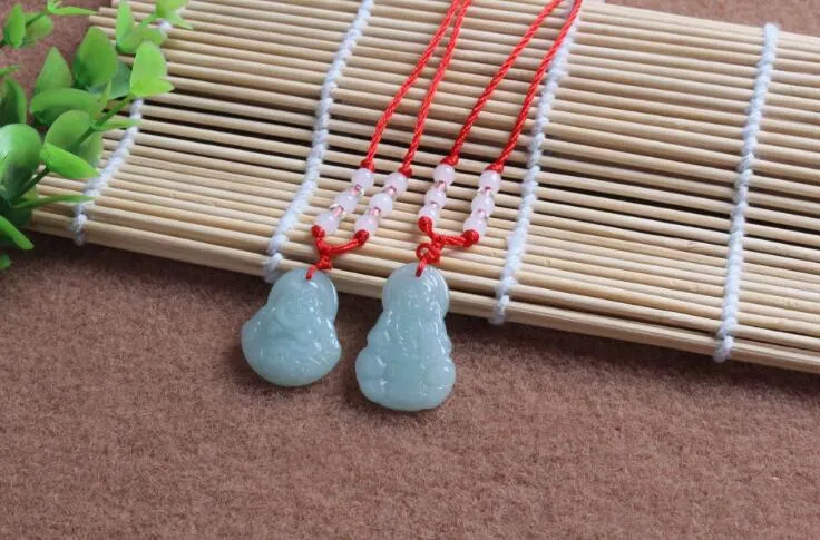 Good A++ Hot Pendant Jade Buddha Necklace Glass Ornament Red Rope Ornament WFN587 with chain a 