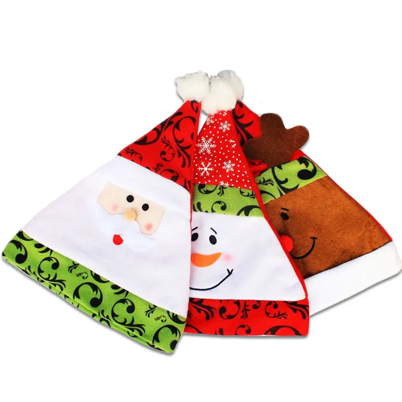 Hurtownie Christmas Hats Caps 6 sztuk / partia Najlepsza Jakość Miękkie Pluszowe Dorosłych Dzieci Snowman Santa Claus Deer Cap Christmas Gif Hats Party Supplies