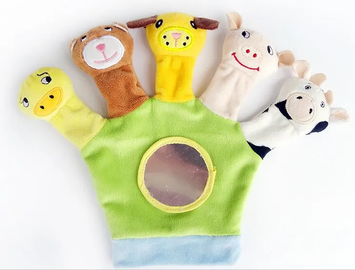 1 Paar niedliche Tier-Handpuppen, Plüsch-Baby-Handhandschuh-Fingerspielzeug für Kinder, Gute-Nacht-Geschichten