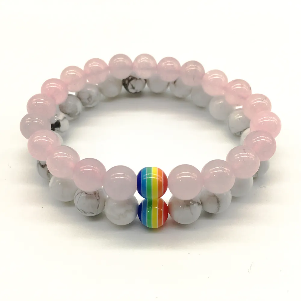 Sn1210 Fashion 2018 Rainbow Chakra Candy Färg Armband Energi Howlite Rose Crystal Healing Yoga Armband Partihandel