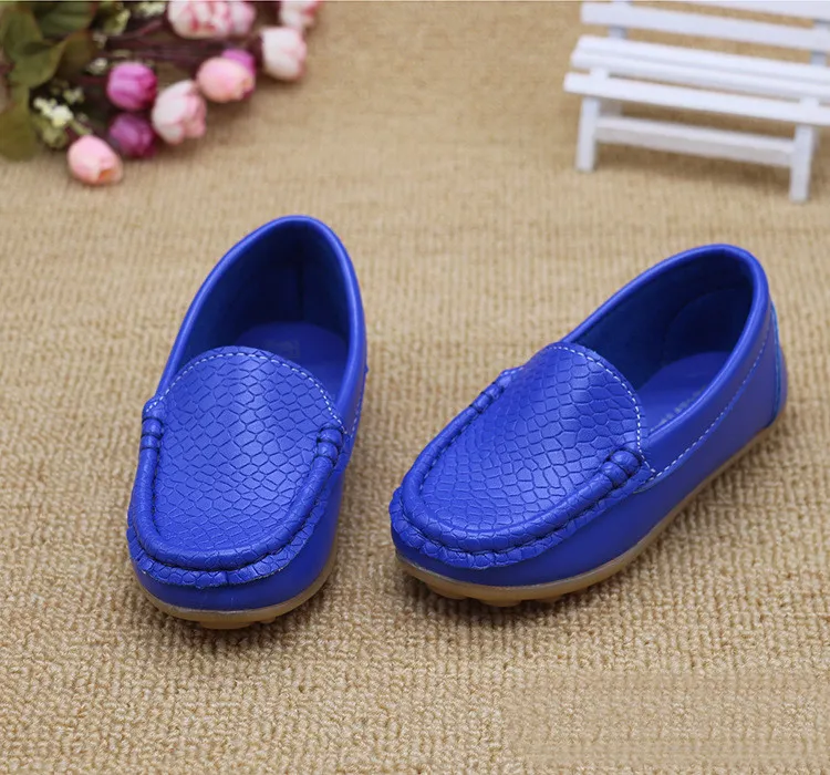 Size 21-25 Kids Boys Girls Leather Single Loafers Soft Child Sneakers Children Fashion Moccasins Casual Boat Shoes