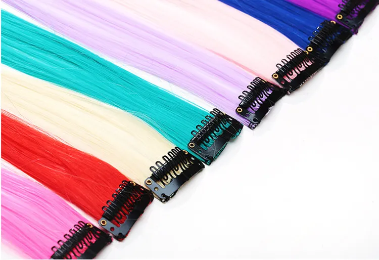 Moda extensão de cabelo para mulheres longo clipe sintético em extensões retas festa de festa de penteado