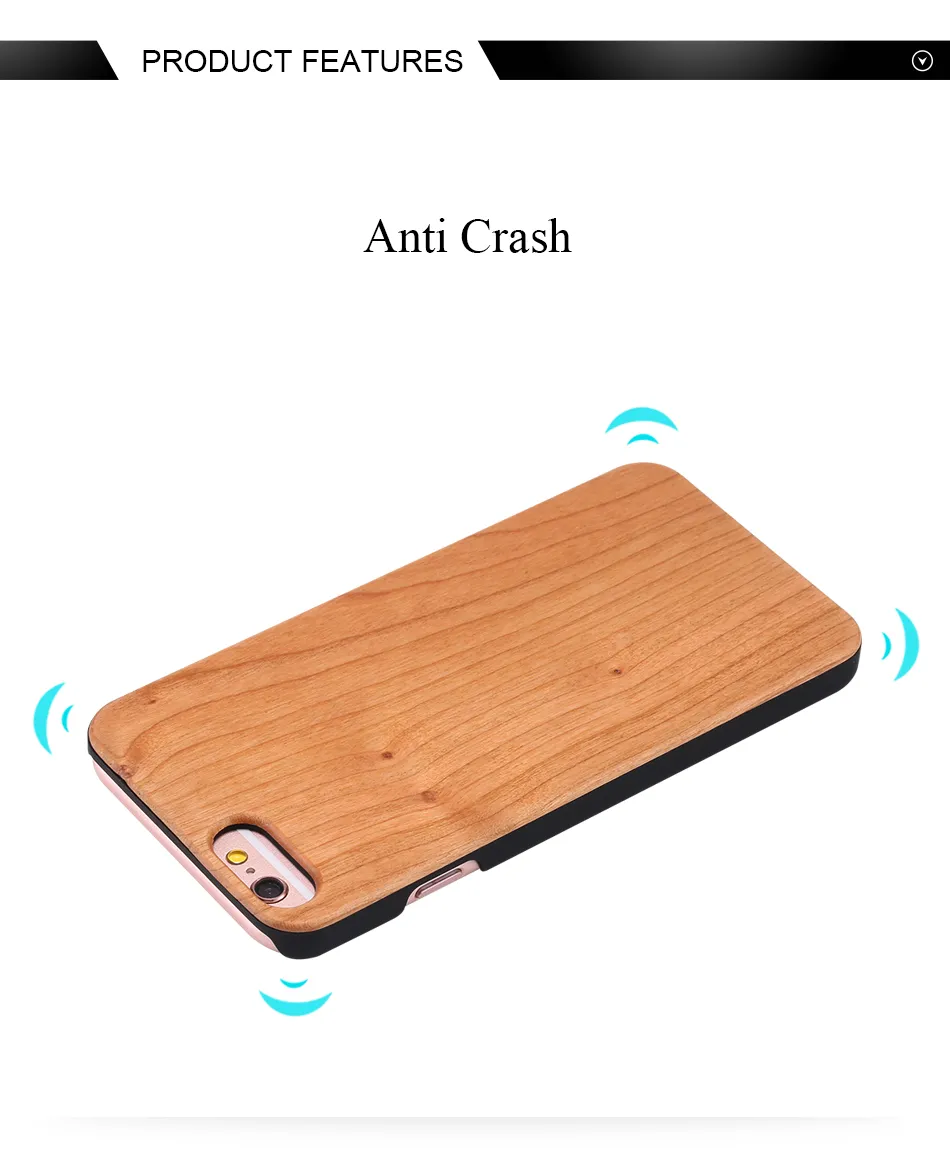 Caisses en bois pour Iphone 6 6 s 7 plus cas en bois couverture de téléphone Nature Caches en bambou Shell pour bord de Samsung Galaxy S5 S6 S7