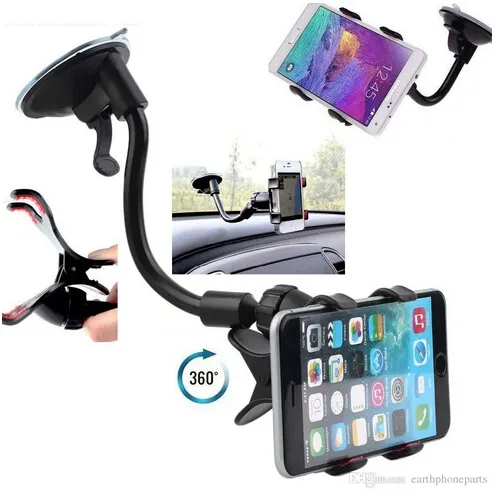 Bionanosky Universal 360ﾰ w przedniej szybie samochodu uchwyt na deskę rozdzielczą stojak do montażu na iPhone Samsung GPS PDA telefon komórkowy czarny (DB-024)