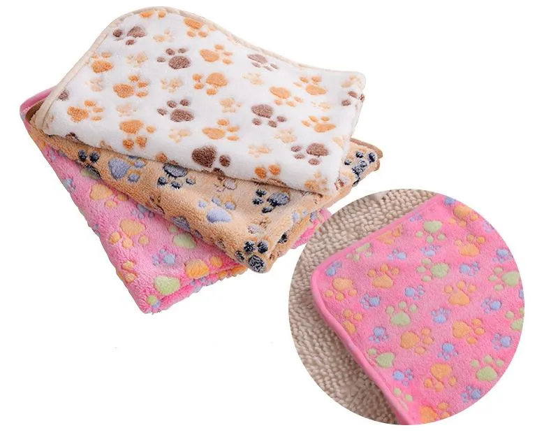 40 x 60 cm Cute Floral Pet Sleep Ciepłe Paw Print Dog Cat Puppy Fleece Miękkie Koc Łóżka Mata