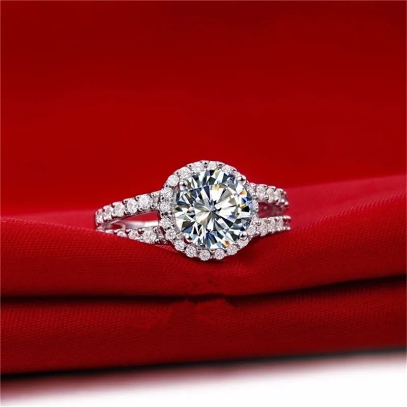 Yhamni Mode Smycken Ring har S925 Stämpel Real 925 Sterling Silver Ring Set 2 Carat CZ Diamant Bröllop Ringar för Kvinnor 510