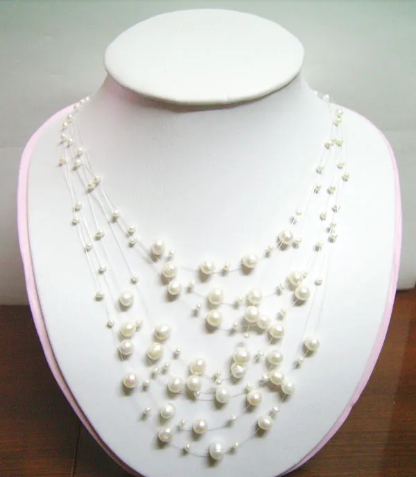 10 unids / lote Collar de perlas de la estrella blanca genuina para el regalo de joyería de moda de artesanía de bricolaje 17 pulgadas P103 *