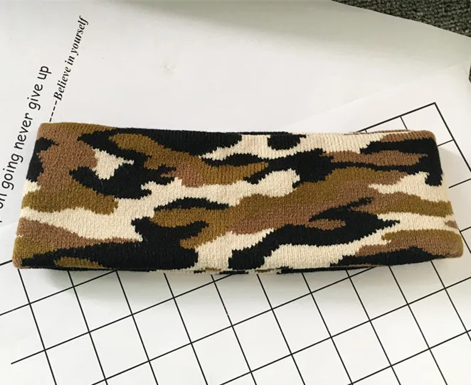 Camouflage Farbe Wolle Gestrickte Stirnband Haar Wrap für Frauen Drucken militär Elastische Twist Turban Yoga Sport Stirnbänder Kopfbedeckung 20 teile/los